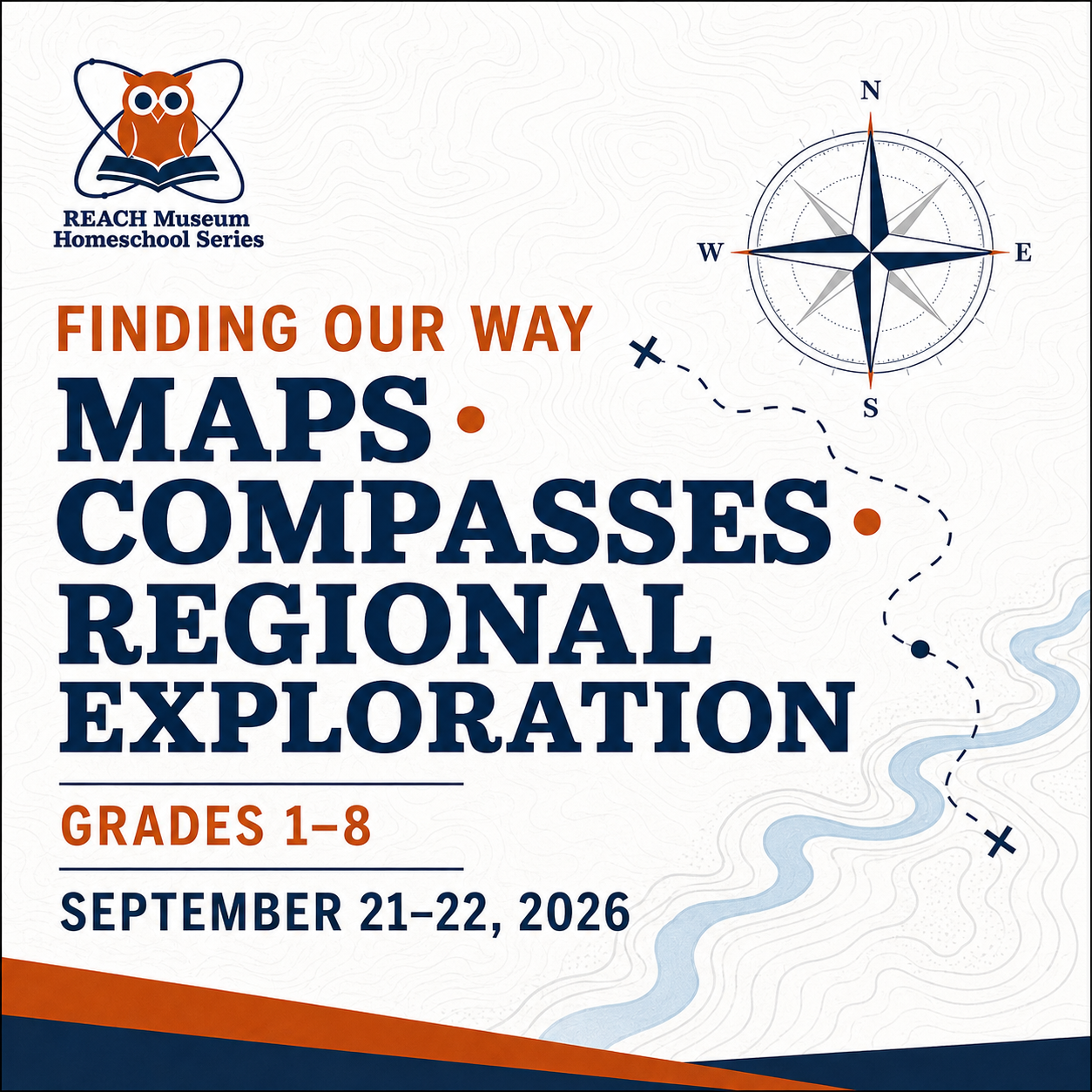 Finding Our Way homeschool series graphic featuring map, compass, and topographic design elements.