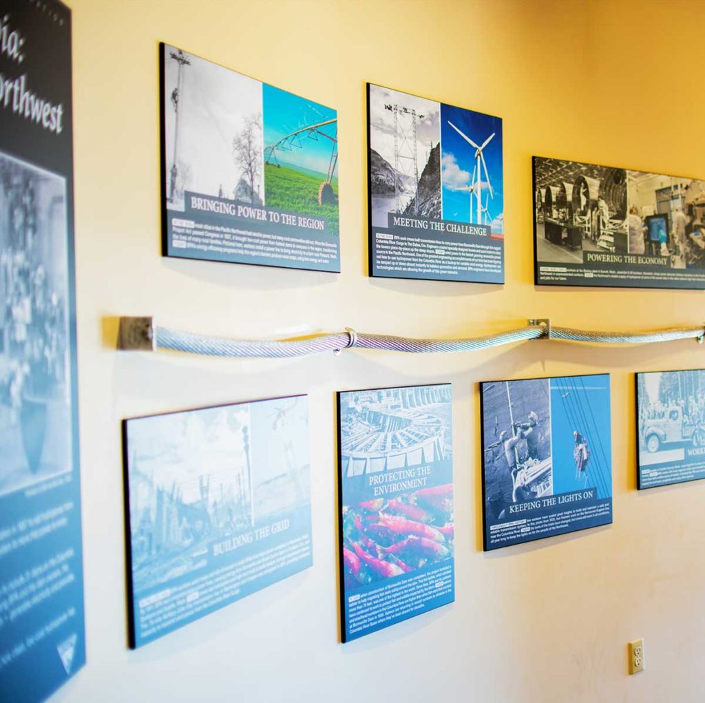 wall with 8 displays of information