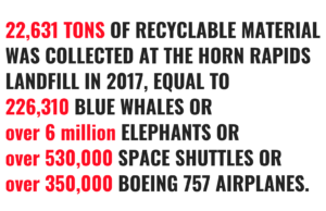 recycling, landfill, blue whales, elephants, space shuttles, boeing, 757, airplanes