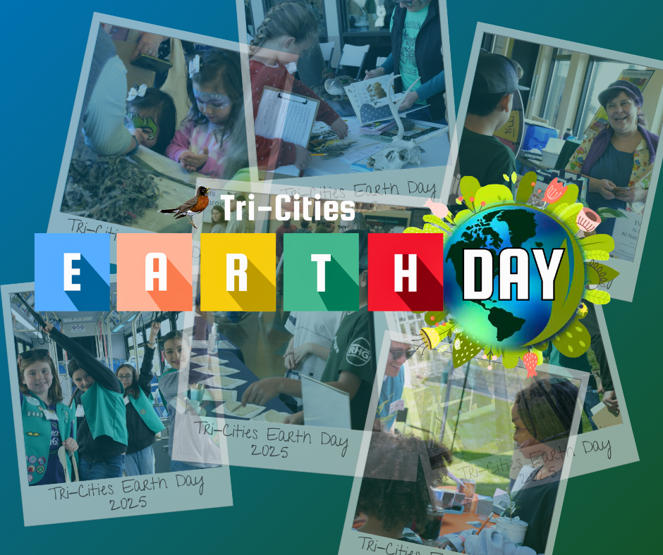 Families participating in hands-on Earth Day activities at the REACH Museum in Richland, Washington