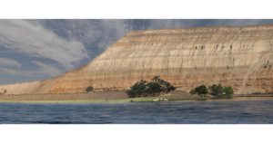 Photograph titled Riverview White Bluffs (2021) featuring the White Bluffs landscape overlooking the Hanford Reach.