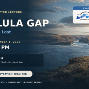 Lake Lewis Chapter lecture graphic for Wallula Gap with George Last at the REACH Museum on September 1, 2026.
