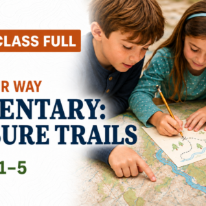 ap-and-compass graphic for the REACH Museum’s Finding Our Way elementary class, with a “Class Full” badge.
