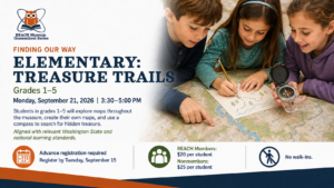 Elementary students use a map and compass during the Treasure Trails homeschool class at the REACH Museum.