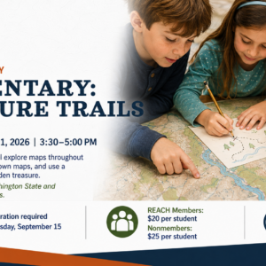 Elementary students use a map and compass during the Treasure Trails homeschool class at the REACH Museum.